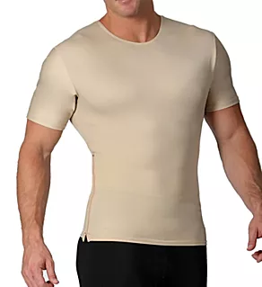 Compression Crew Neck T-Shirt With Side Zipper Nude 3XL