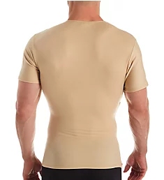 Compression Crew Neck T-Shirt With Side Zipper Nude M
