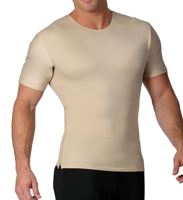 Compression Crew Neck T-Shirt With Side Zipper by Insta Slim