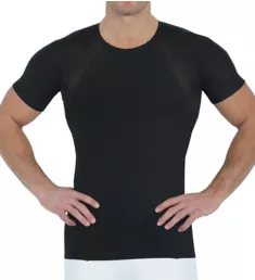 Power Mesh Crew Neck Tee w/ Back & Side Support Black M