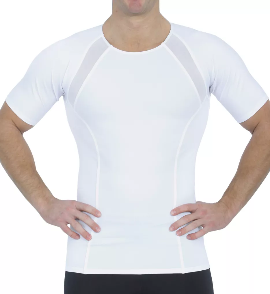 Power Mesh Crew Neck Tee w/ Back & Side Support White M