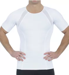 Power Mesh Crew Neck Tee w/ Back & Side Support White M