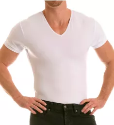 Slimming Compression V-Neck T-Shirt WHT 2XL