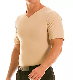Big and Tall Compression V-Neck T-Shirt Nude 5XL