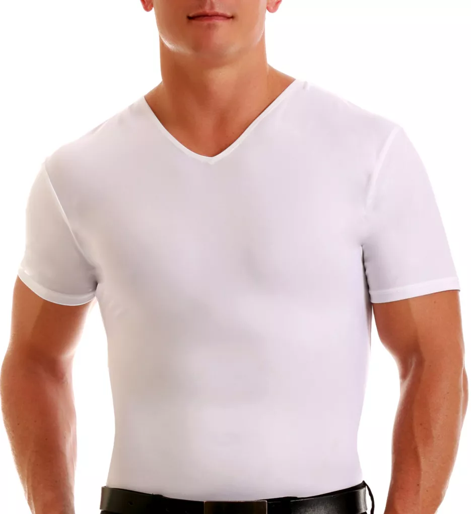 Big and Tall Compression V-Neck T-Shirt White 5XL