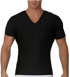 V-Neck Compression Shirt With Side Zipper BLK M