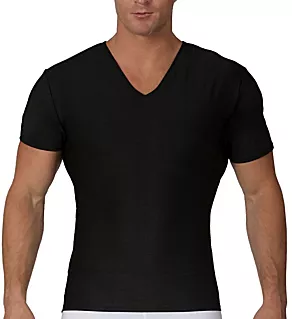 V-Neck Compression Shirt With Side Zipper BLK 2XL