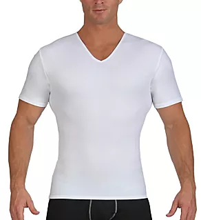 V-Neck Compression Shirt With Side Zipper WHT 2XL