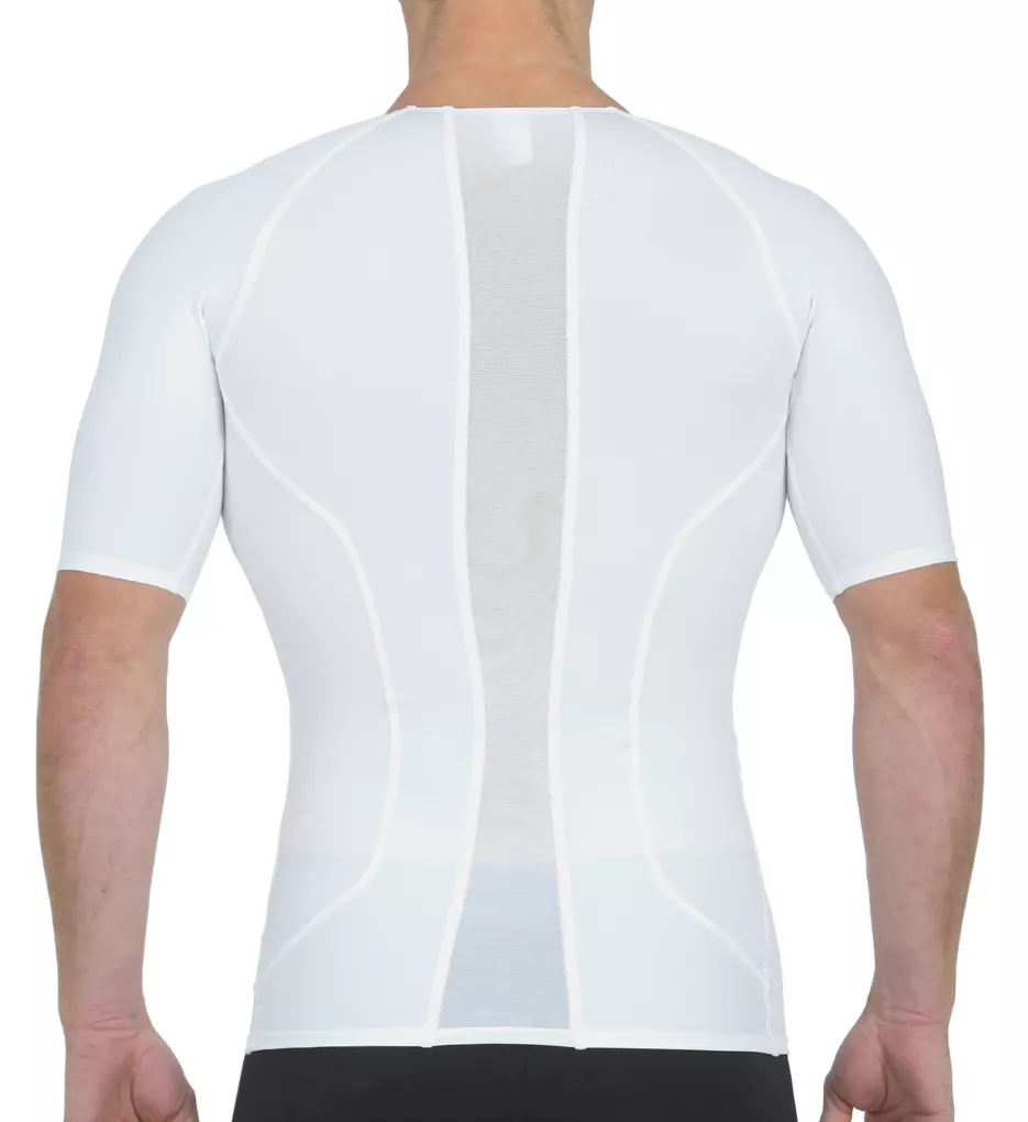 Power Mesh V-Neck T-Shirt w/ Back & Side Support White M