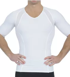 Power Mesh V-Neck T-Shirt w/ Back & Side Support