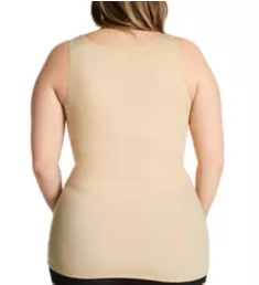 Curvy Hi-Back Shirred Front Tank Top Nude 2X