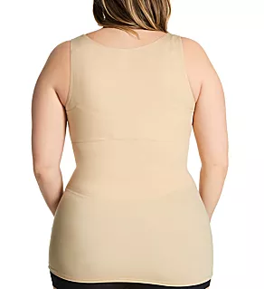 Curvy Hi-Back Shirred Front Tank Top Nude 2X