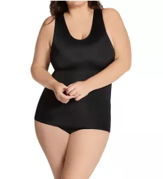 Curvy Tank Bodysuit with Snap Bottom Black 2X