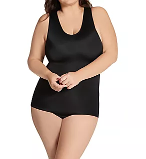 Curvy Tank Bodysuit with Snap Bottom Black 4X