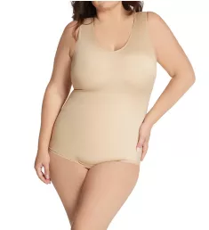 Curvy Tank Bodysuit with Snap Bottom Nude 2X