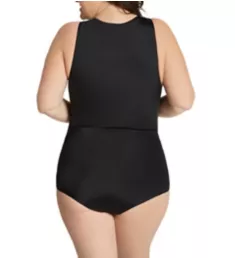 Curvy Tank Bodysuit with Snap Bottom Black 2X