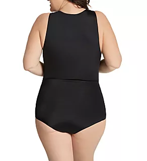 Curvy Tank Bodysuit with Snap Bottom Black 4X