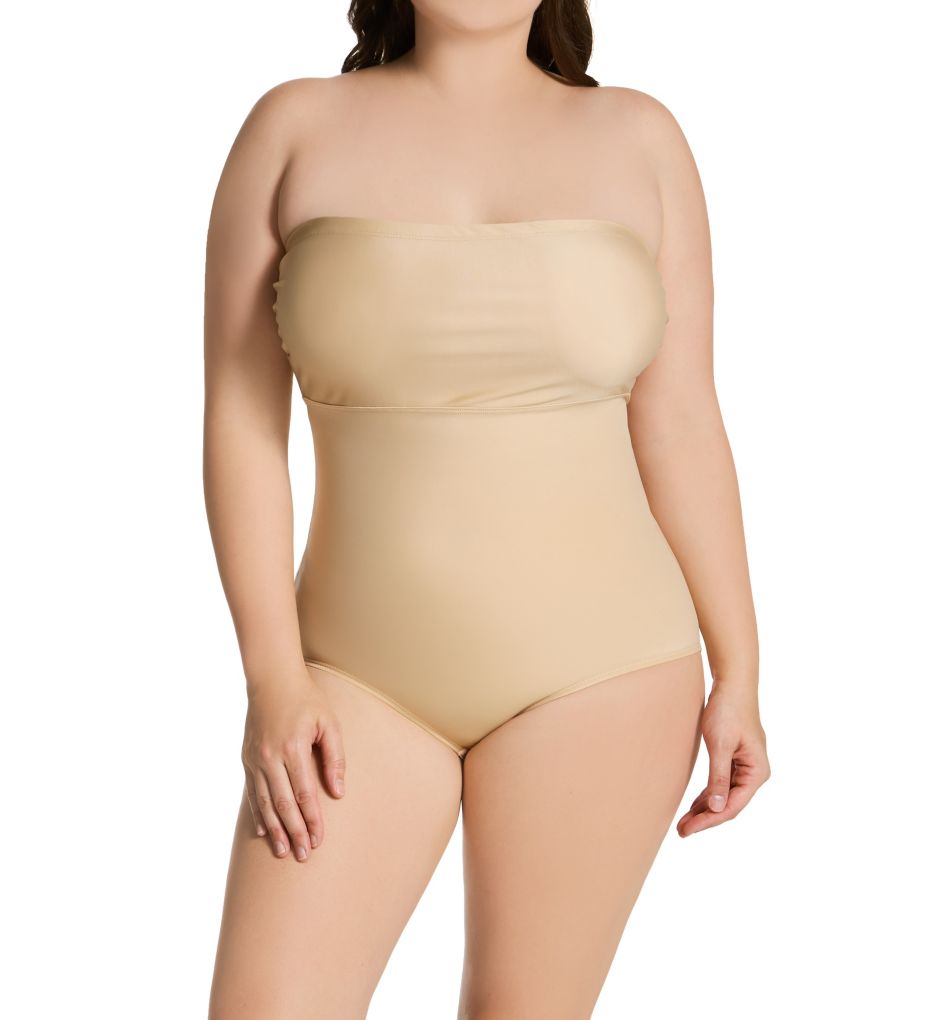 InstantFigure Women's Firm Control Shaping Strapless Bandeau Body Brief  Bodysuit 