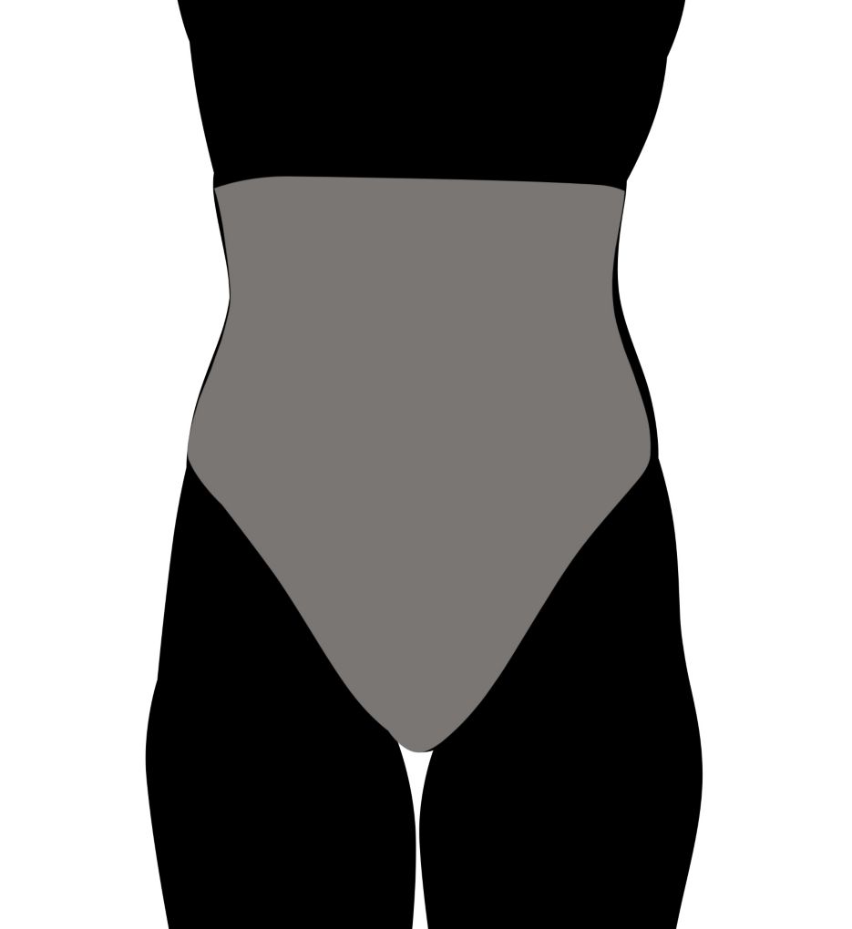 Women's InstantFigure WP019T Shapewear Hi-Waist Full Front Coverage Thong  (Black XS) 