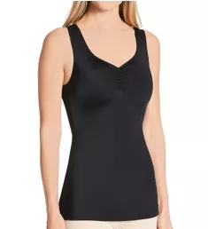 Hi-Back Shirred Front Tank Top Black S