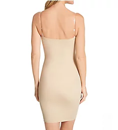 Strapless Tube Slip Dress with Clear Bra Straps Nude L