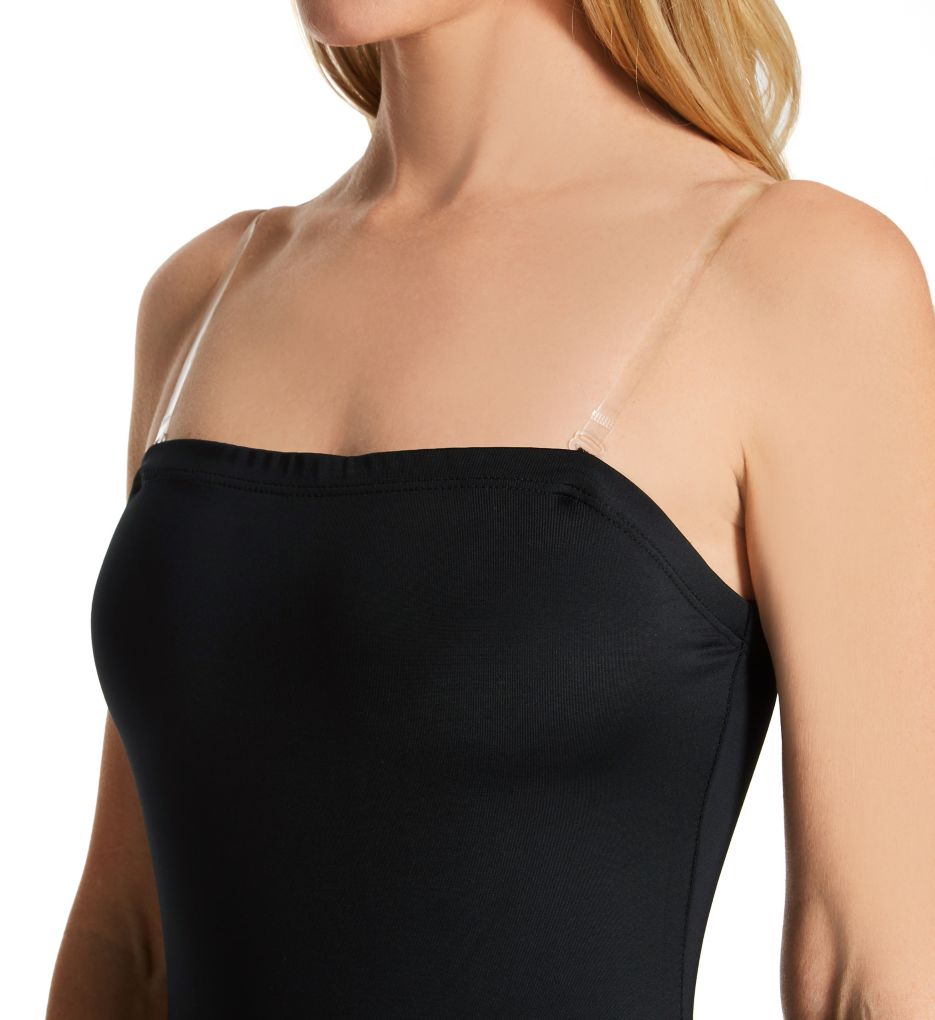 InstantFigure WTS034 Strapless Tube Slip Dress with Clear Bra Straps BLACK  XL