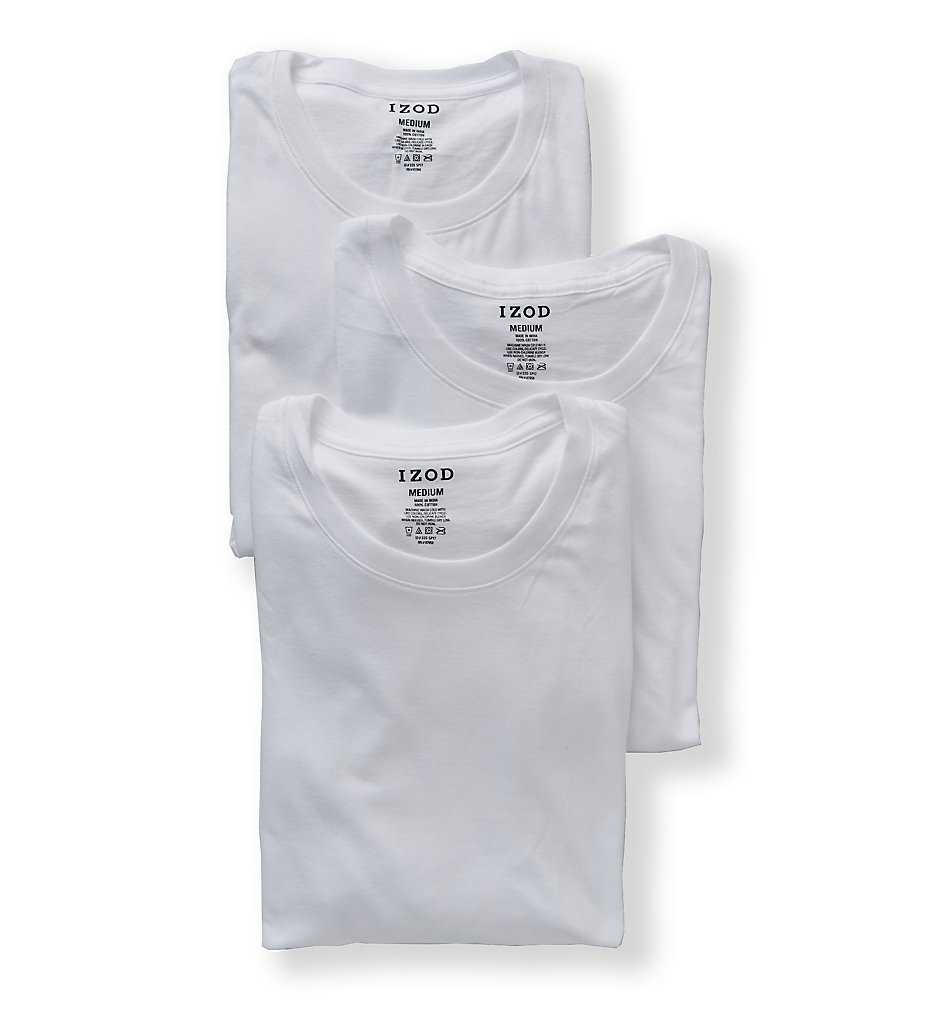 Izod 00CPT04 100% Cotton Crew Neck T-Shirt - 3 Pack (White)