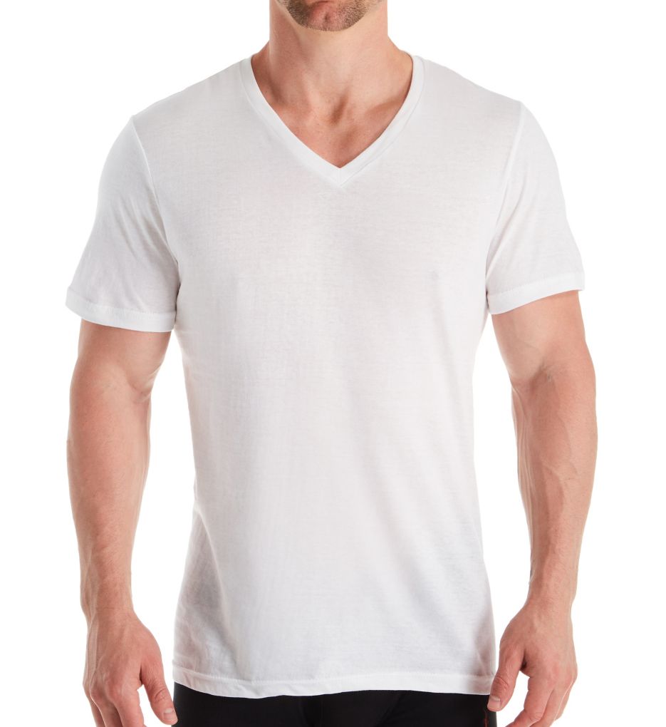 100% Cotton V-Neck T-Shirt - 4 Pack-fs