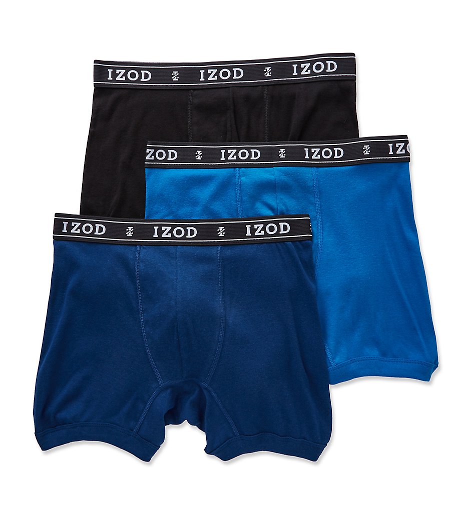 Izod 171PB11 Men's Knit Boxer Briefs - 3 Pack (Black/Blue/Blue)