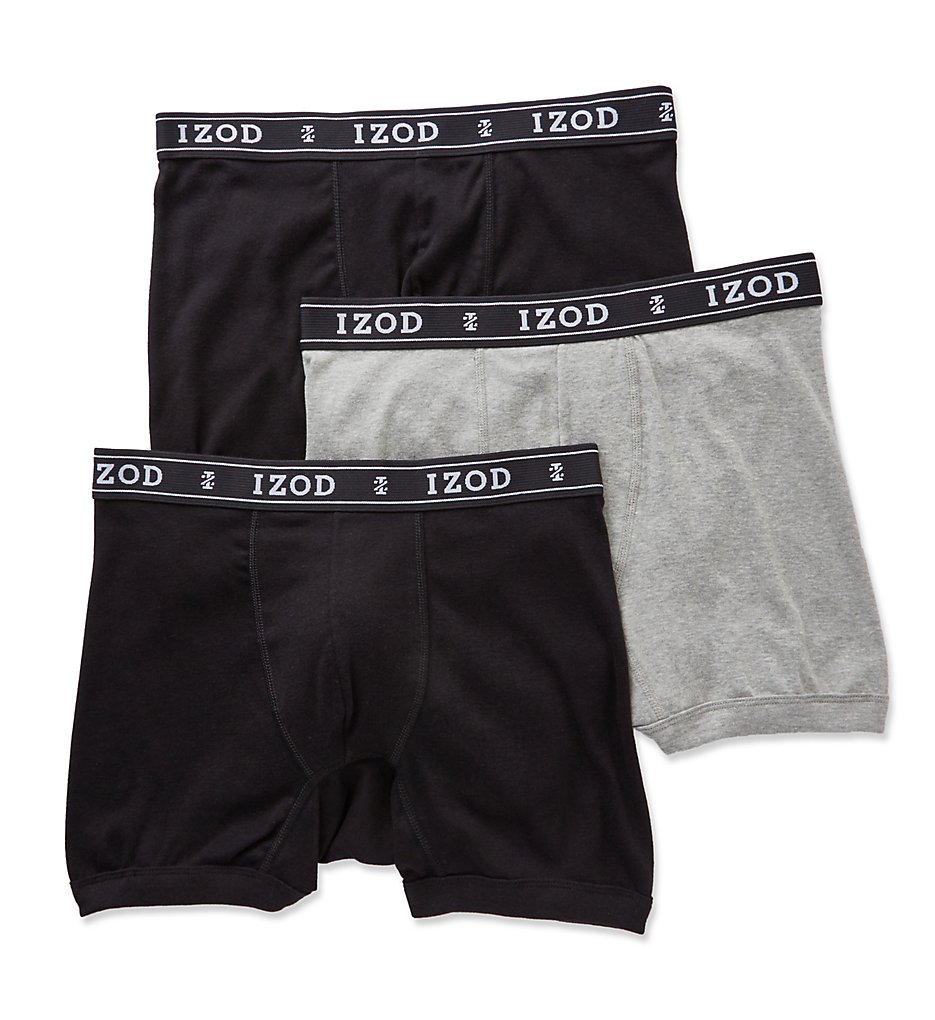Izod 171PB11 Men's Knit Boxer Briefs - 3 Pack (Black/Htr. Grey/Black)