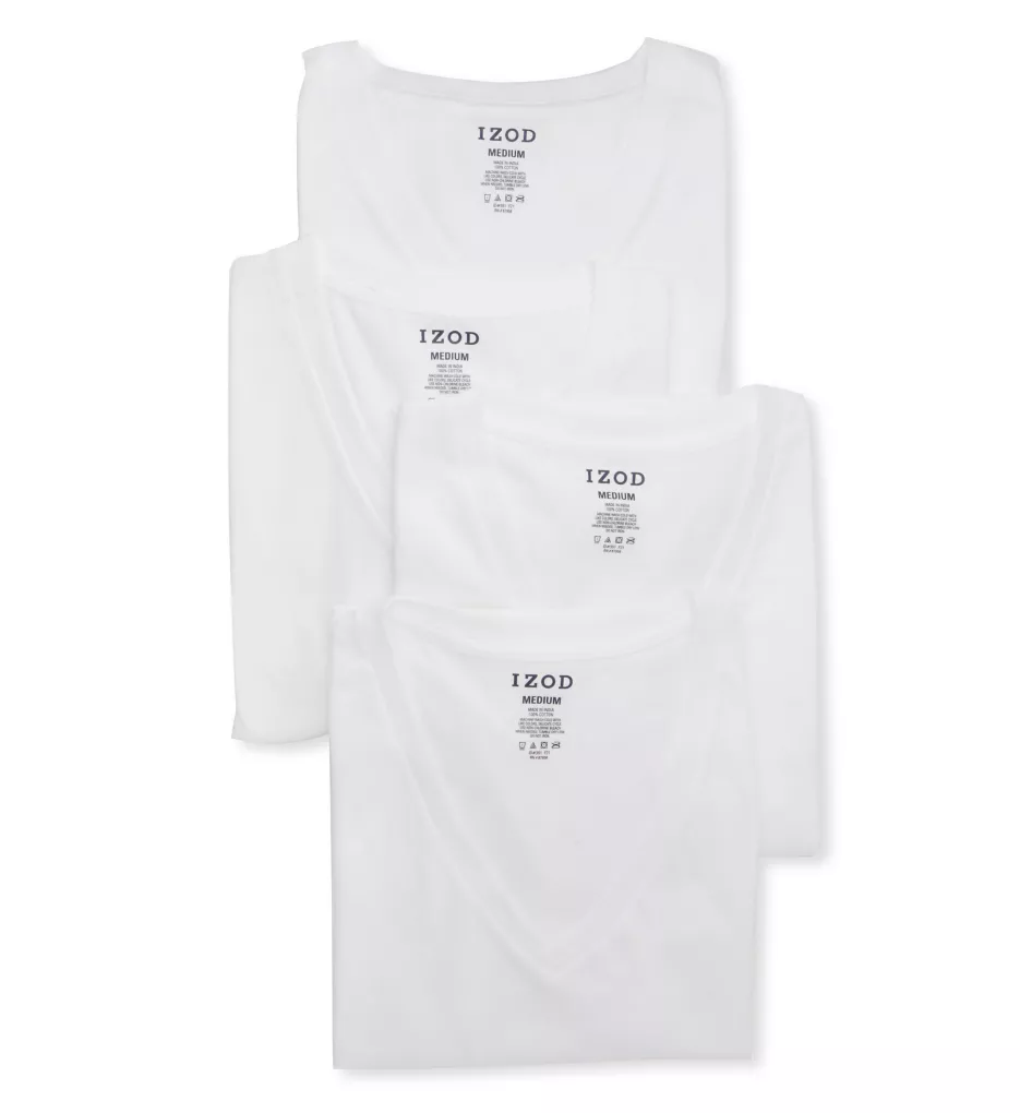 100% Cotton V-Neck T-Shirt - 4 Pack WHT S