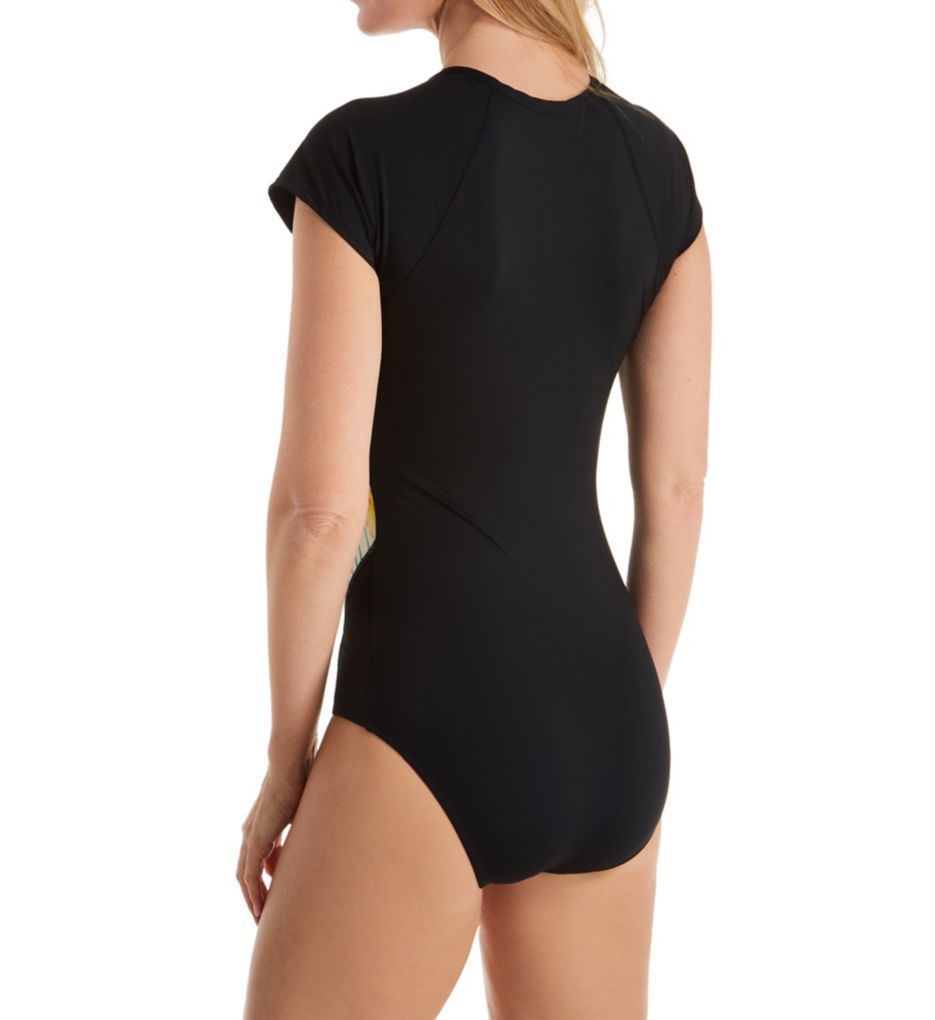 Tropical Tease Zip Front One Piece Swimsuit
