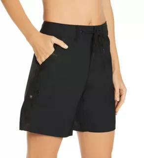 Sporty Solids 5 Inch Rolled Walking Swim Short Black S