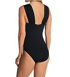 Solids Glamour Cap Sleeve One Piece Swimsuit Black 8