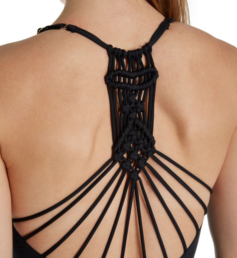 Solid Macrame Back One Piece Swimsuit-cs1