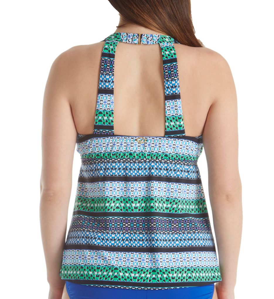 Geo Graphic V-Neck Tankini Swim Top