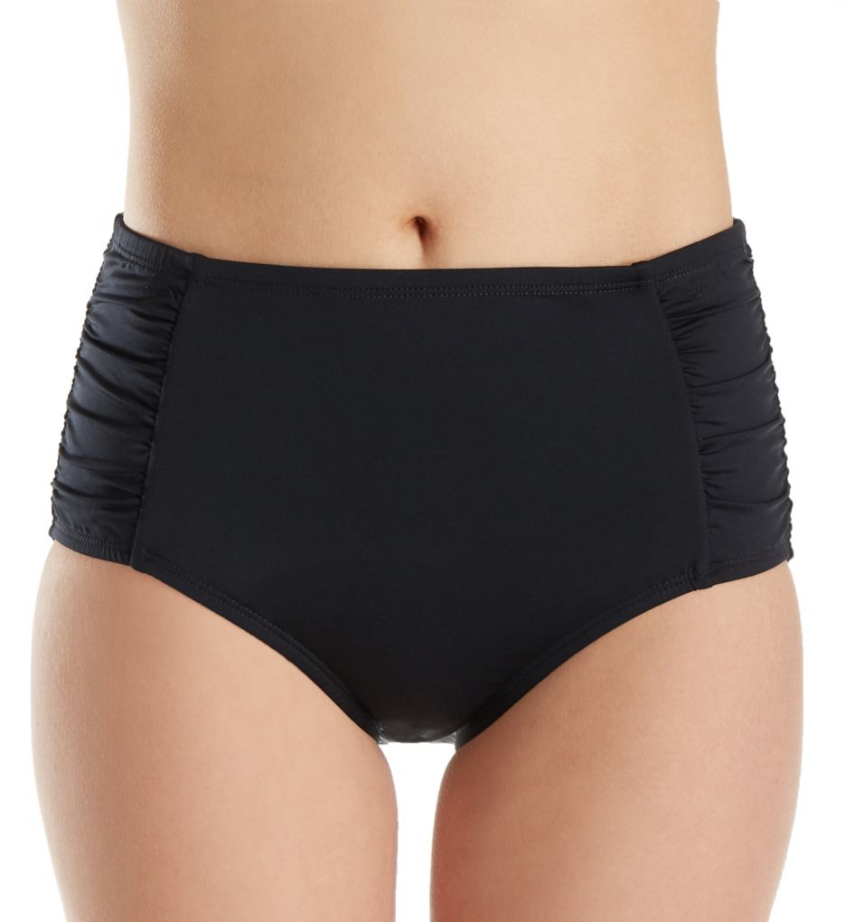 Solids High Waist Tummy Control Brief Swim Bottom-fs