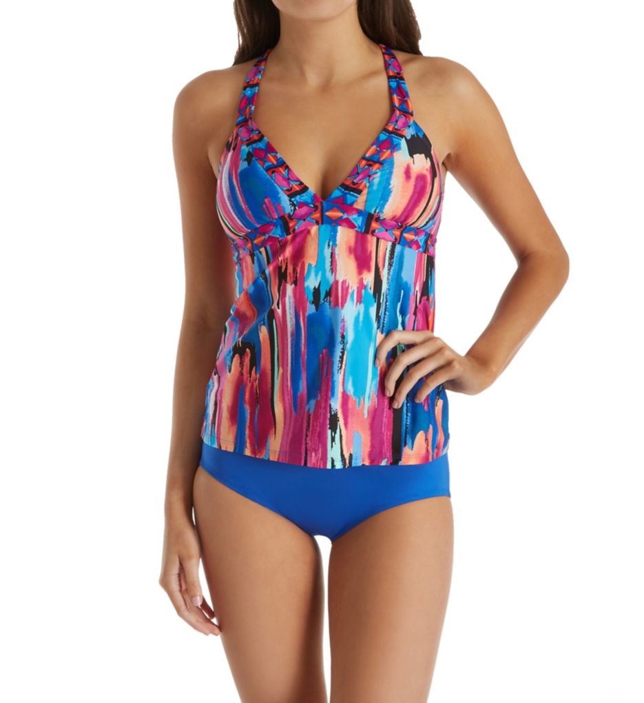 Brush Strokes Racerback Tankini Swim Top-cs4