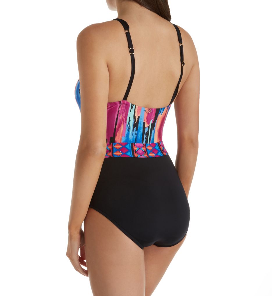 Brush Strokes Tummy Control One Piece Swimsuit-bs