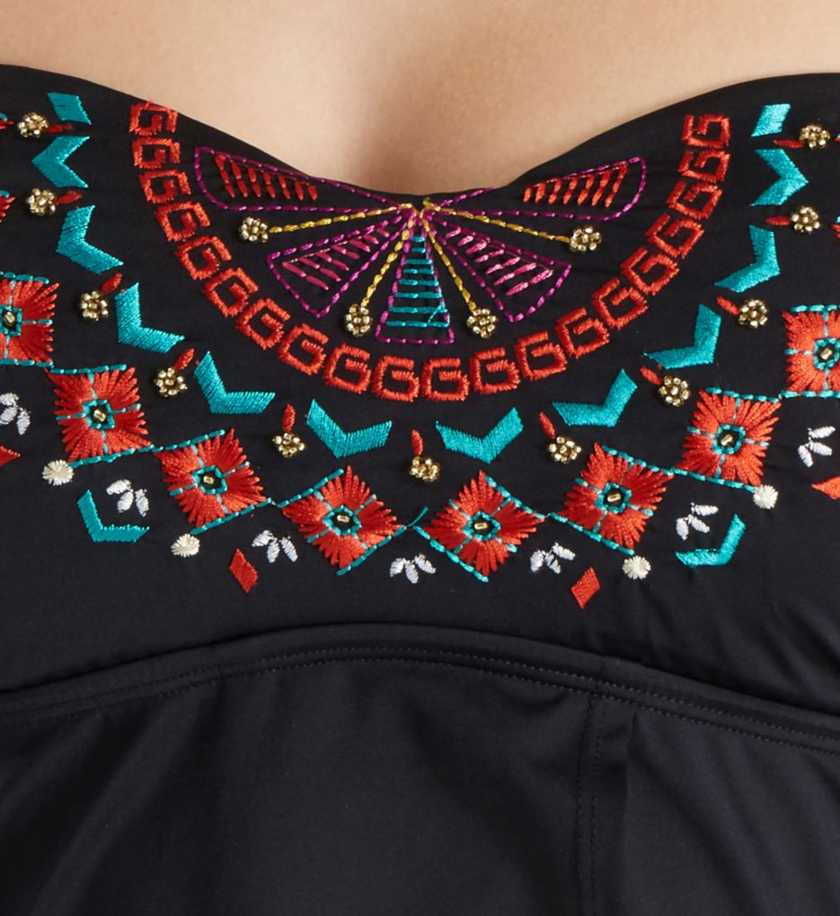 Embroidered Flutter Bandeau Tankini Swim Top-cs2