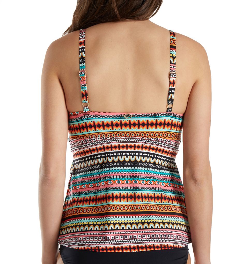 Geo Multi Stripe D-Vour Underwire Tankini Swim Top