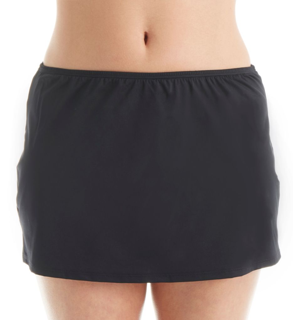 Solid Skirted Tummy Control Swim Bottom-fs