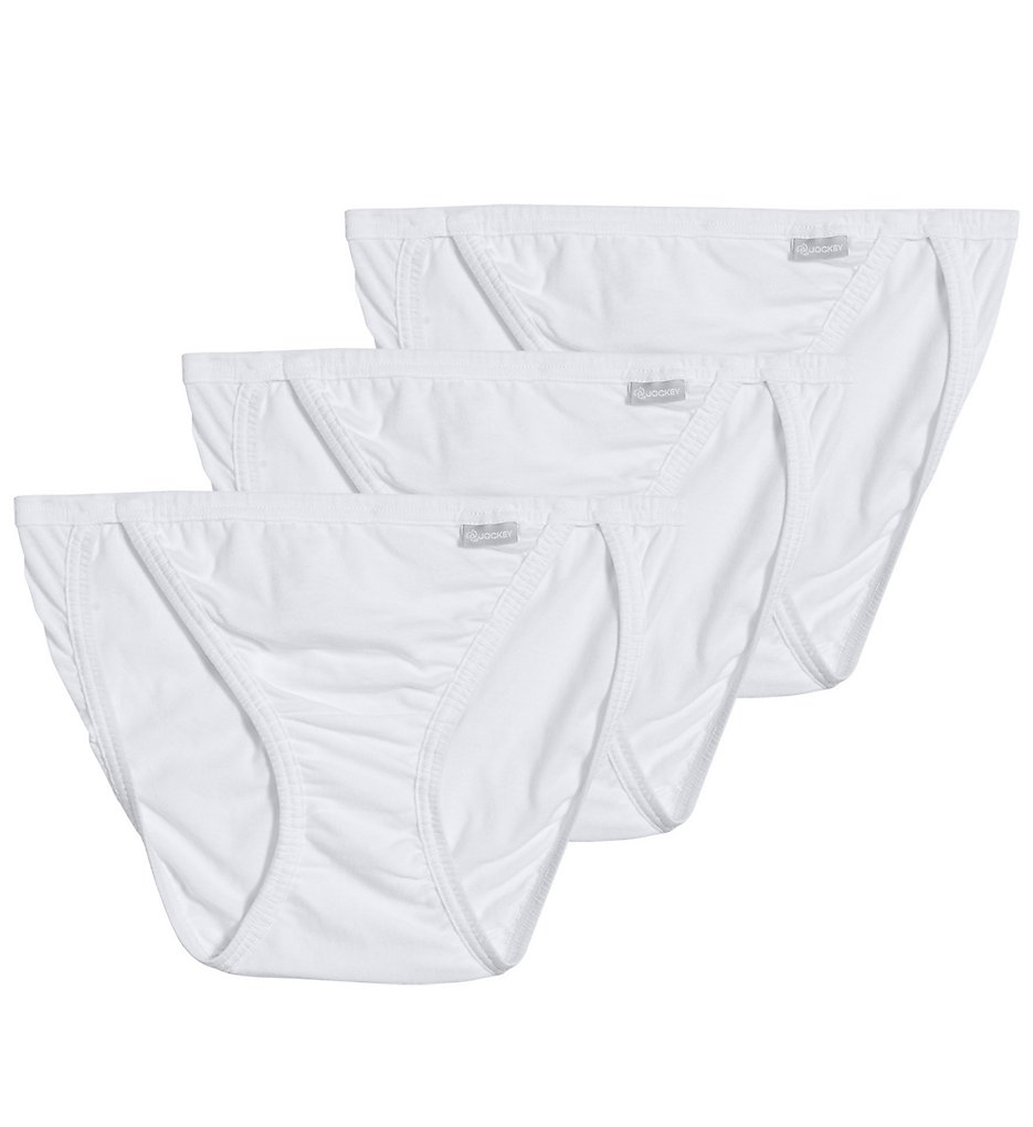 Jockey >> Jockey 1483 Elance Classic Fit String Bikini Panty - 3 Pack (White/White/White 6)