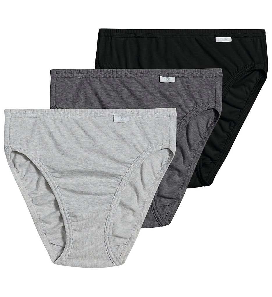 Jockey >> Jockey 1487 Elance Classic Fit French Cut Panty - 3 Pack (Grey/Grey/Black 11)