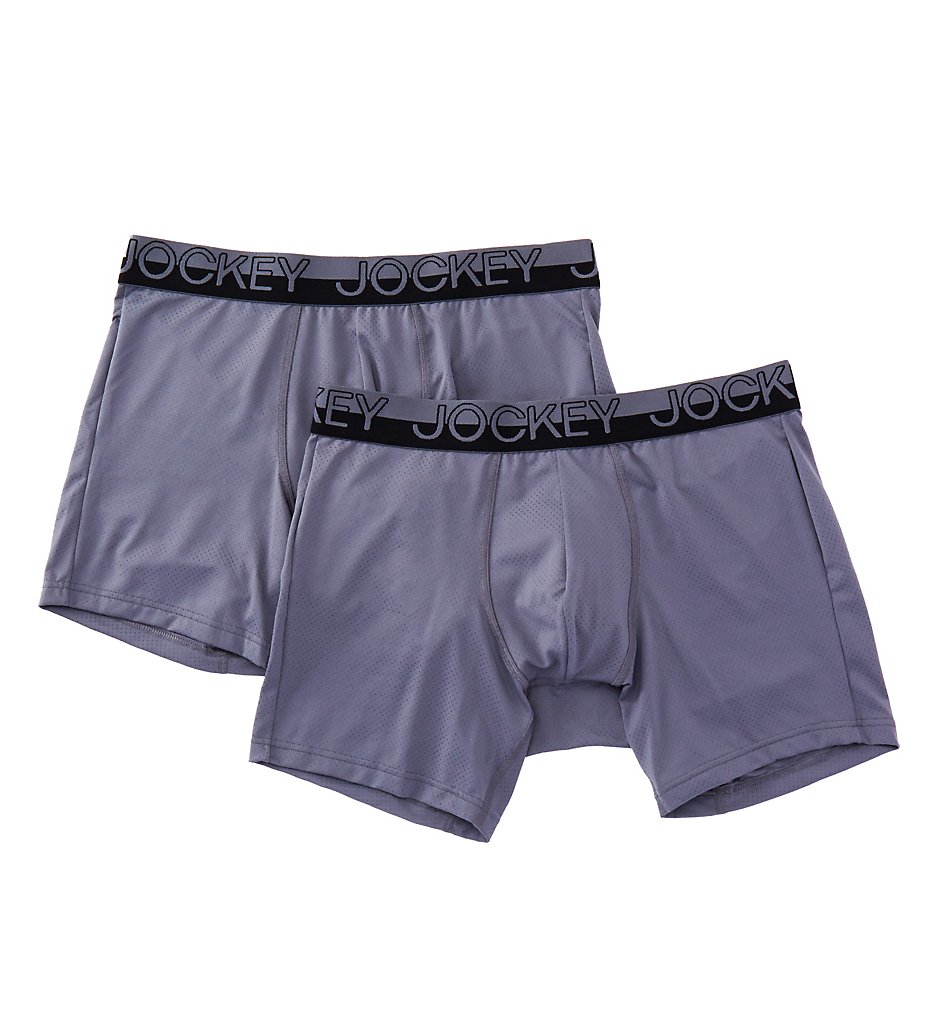 Jockey 8017 Sport Mesh Performance Boxer Briefs - 2 Pack (Lantern Grey)