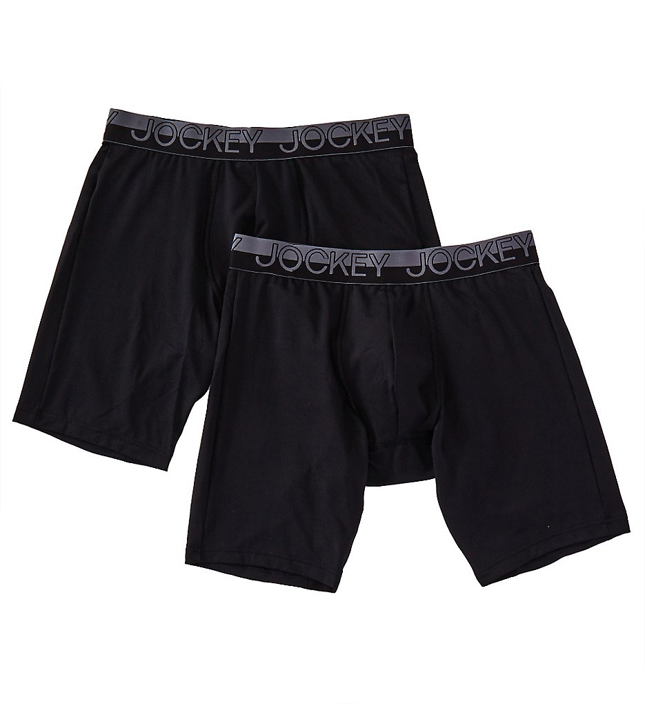 Jockey 8018 Sport Mesh Performance Midway Briefs - 2 Pack (Black)