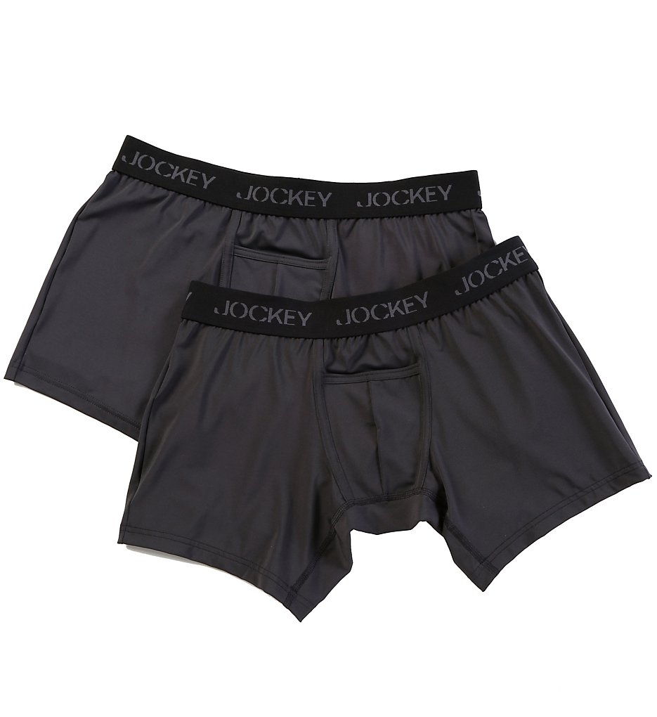 Jockey 8050 Sport Microfiber Performance Boxer Briefs - 2 Pack (Black)