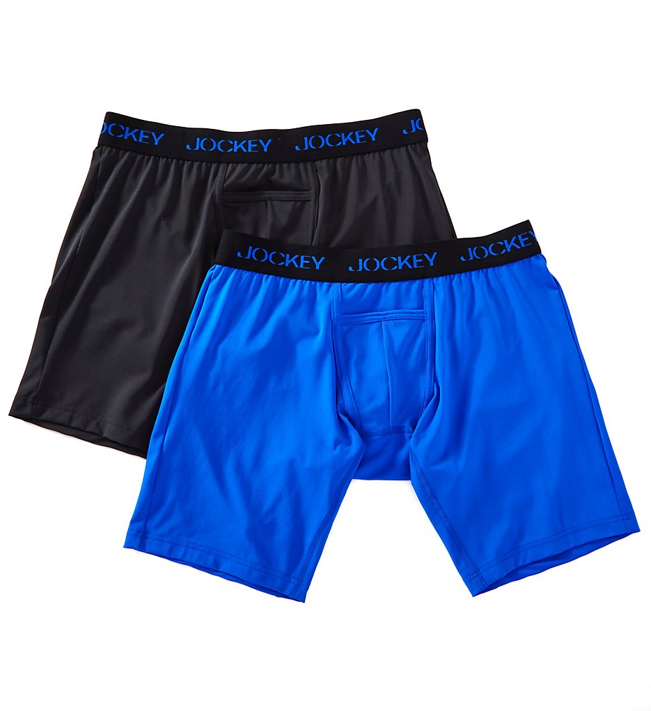 Jockey 8051 Sport Microfiber Performance Midway Briefs - 2 Pack (Outrageous Blue)