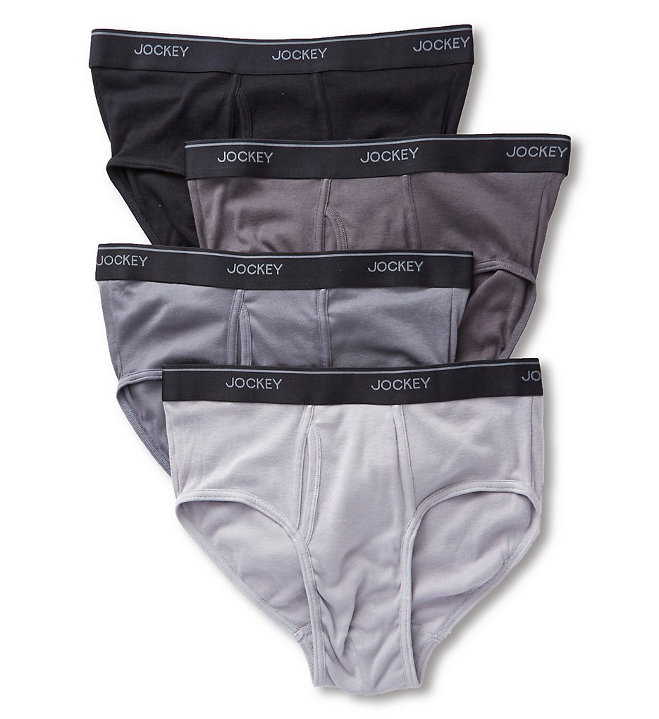 Jockey 8100 Stay Cool Plus Briefs - 4 Pack (Black/Pewter/Grey/Grey)