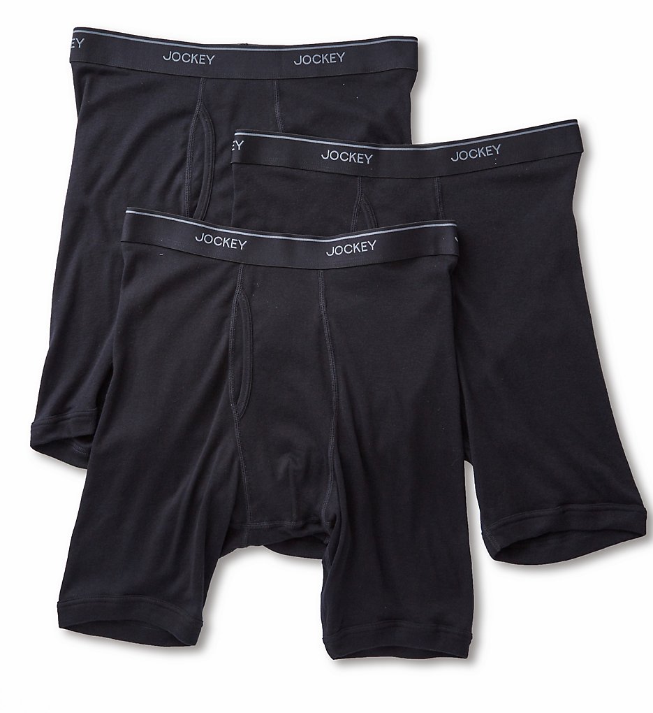Jockey 8104 Stay Cool Plus Midway Boxer Briefs - 3 Pack (Black)